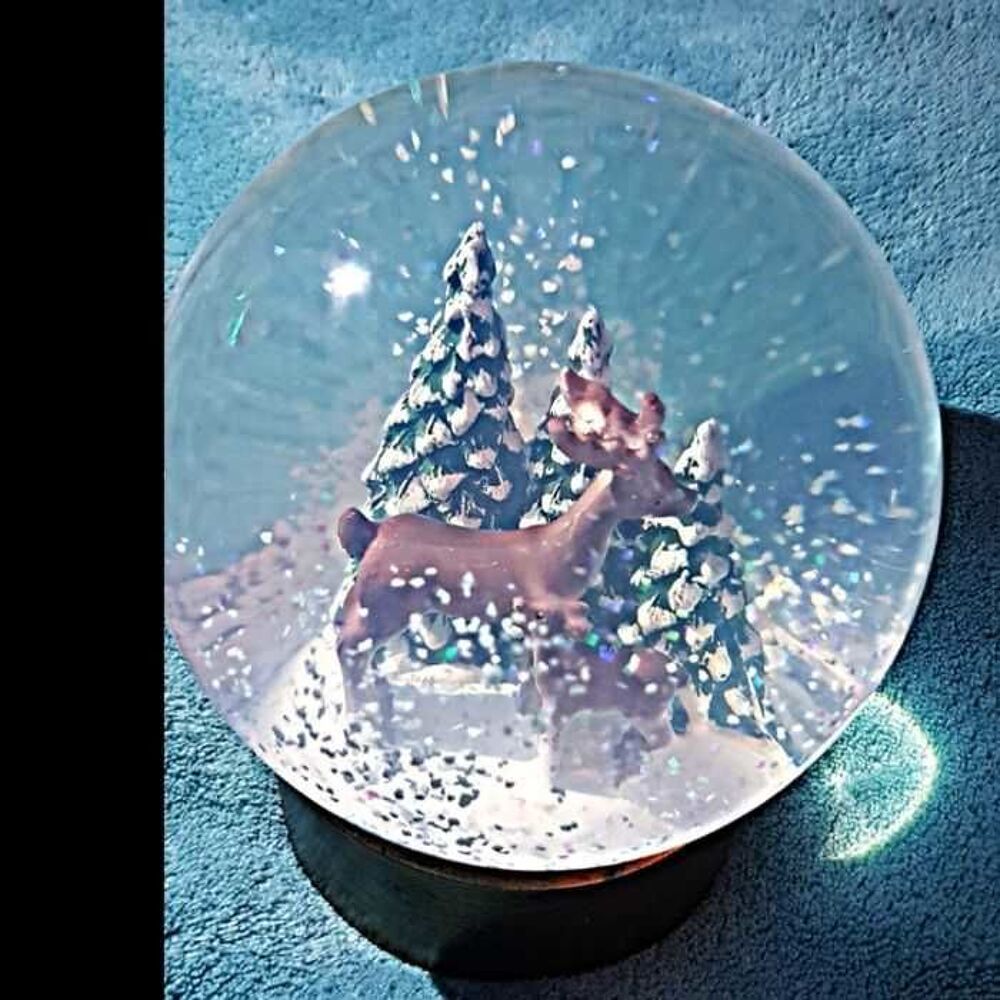 Grosse boule &agrave; neige paillette, verre, NEUF Dcoration