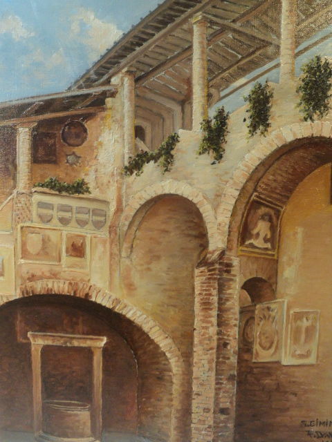 Tableau San Giminiano Italie Sign F. Dardel 1961 70 Loches (37)