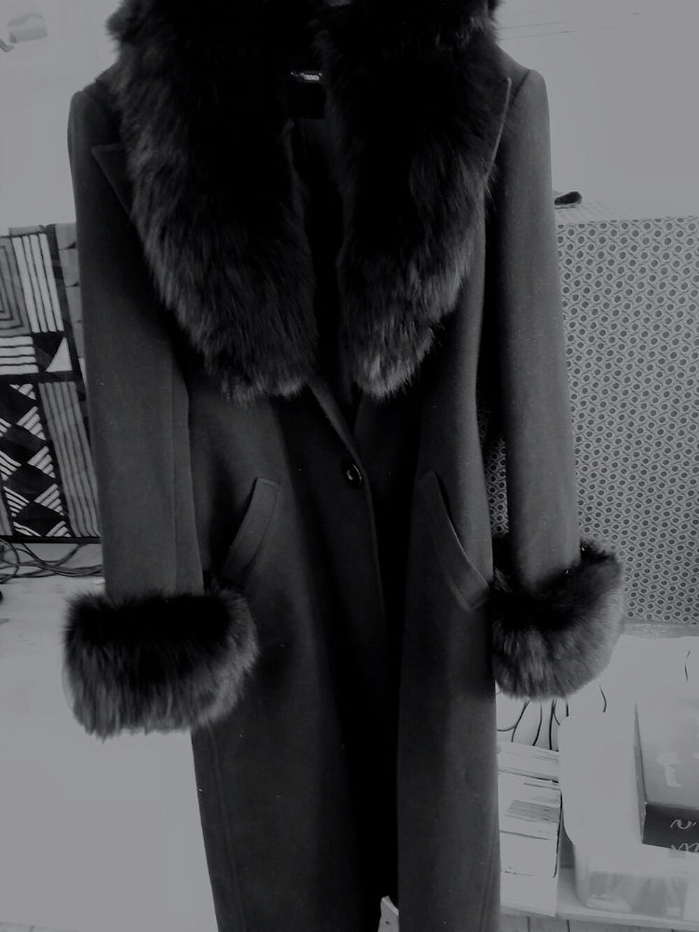 Manteau long noir &eacute;l&eacute;gant Vêtements