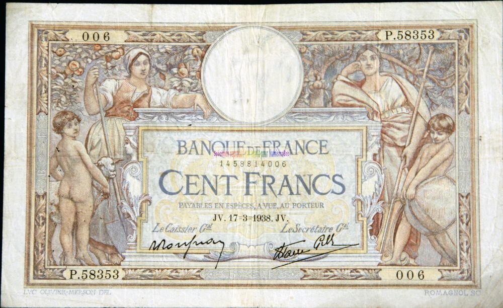 BILLETS DE 100 FRANCS LUC OLIVIER MERSON 