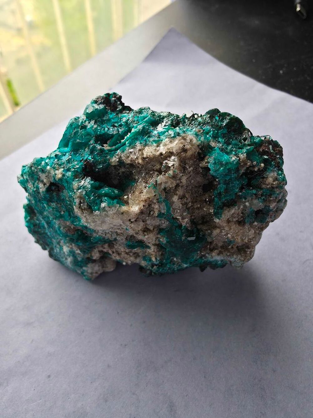 Pi&egrave;ce Unique : Dioptase Vert Emeraude et Quartz-Katanga RDC 