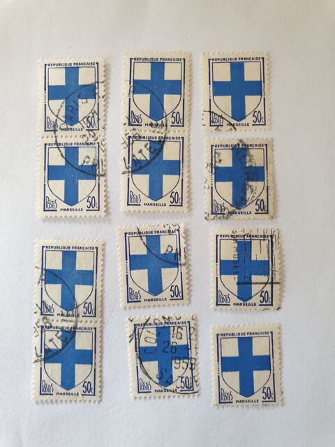 Timbre France Oblitr 1958 armoiries de Marseille 0.50 f. - 0 Marseille 9 (13)