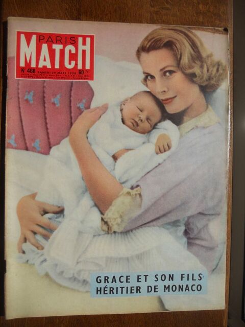 PARIS MATCH.GRACE ET SON FILS HÉRITIER DE MONACO 1958 4 Tours (37)