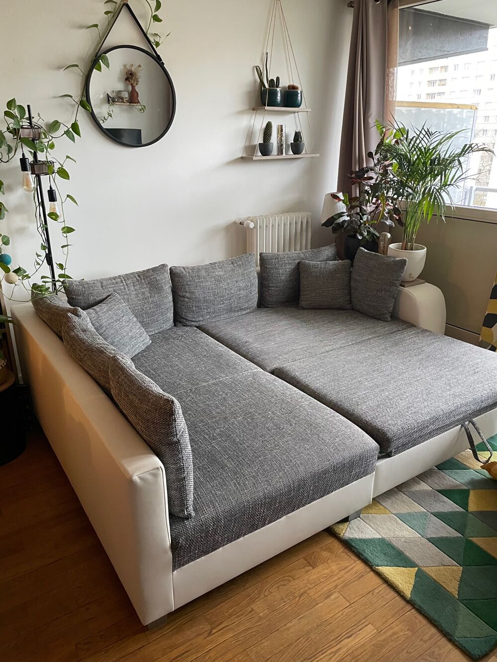 Canap&eacute; d'angle en tissu convertible en lit KING SIZE Meubles