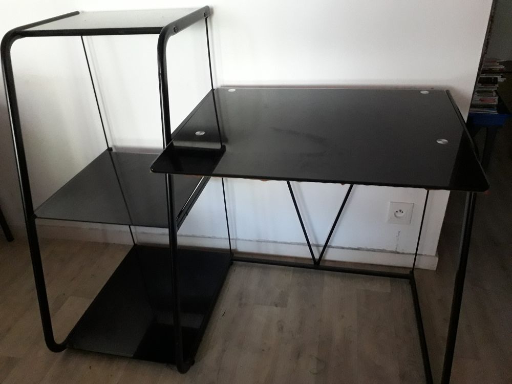 Bureau noir vitres tremp&eacute;es pour droitier et /ou gaucher Meubles