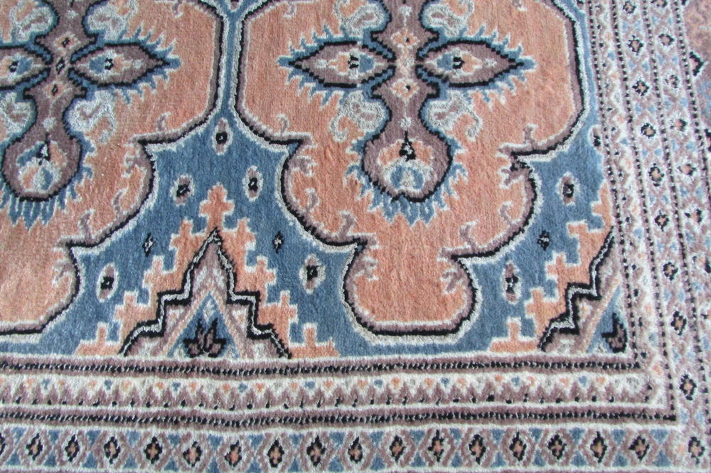 Petit tapis oriental, 153 x 98 cm , frang&eacute; Décoration