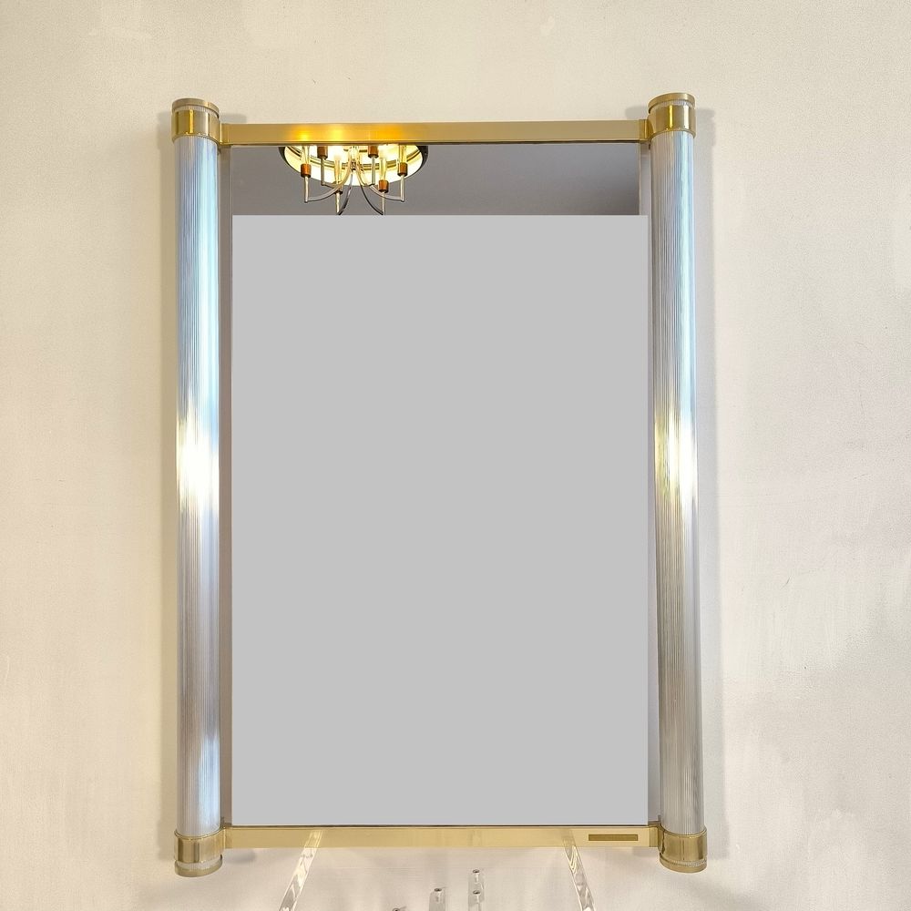 Tr&egrave;s beau et rare grand miroir design 1970's sign&eacute; D�coration