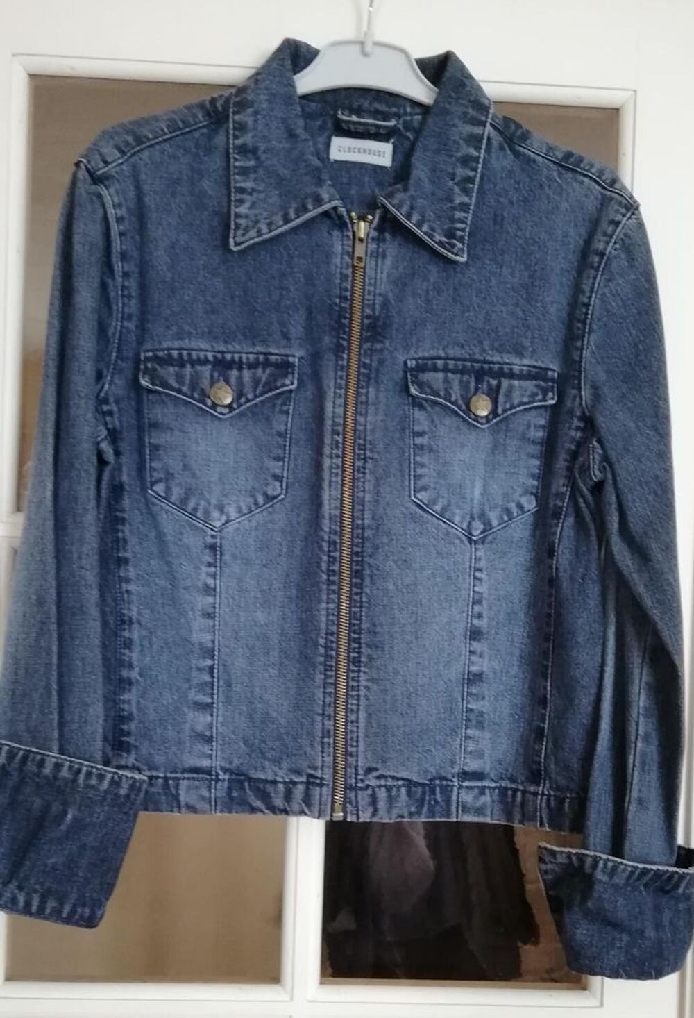 Blouson femme court en Jean fonc&eacute;. Vtements