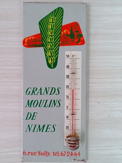 Thermom�tre publicitaire ancien de boulanger Grand Moulins 17 Bagnols-sur-C�ze (30)
