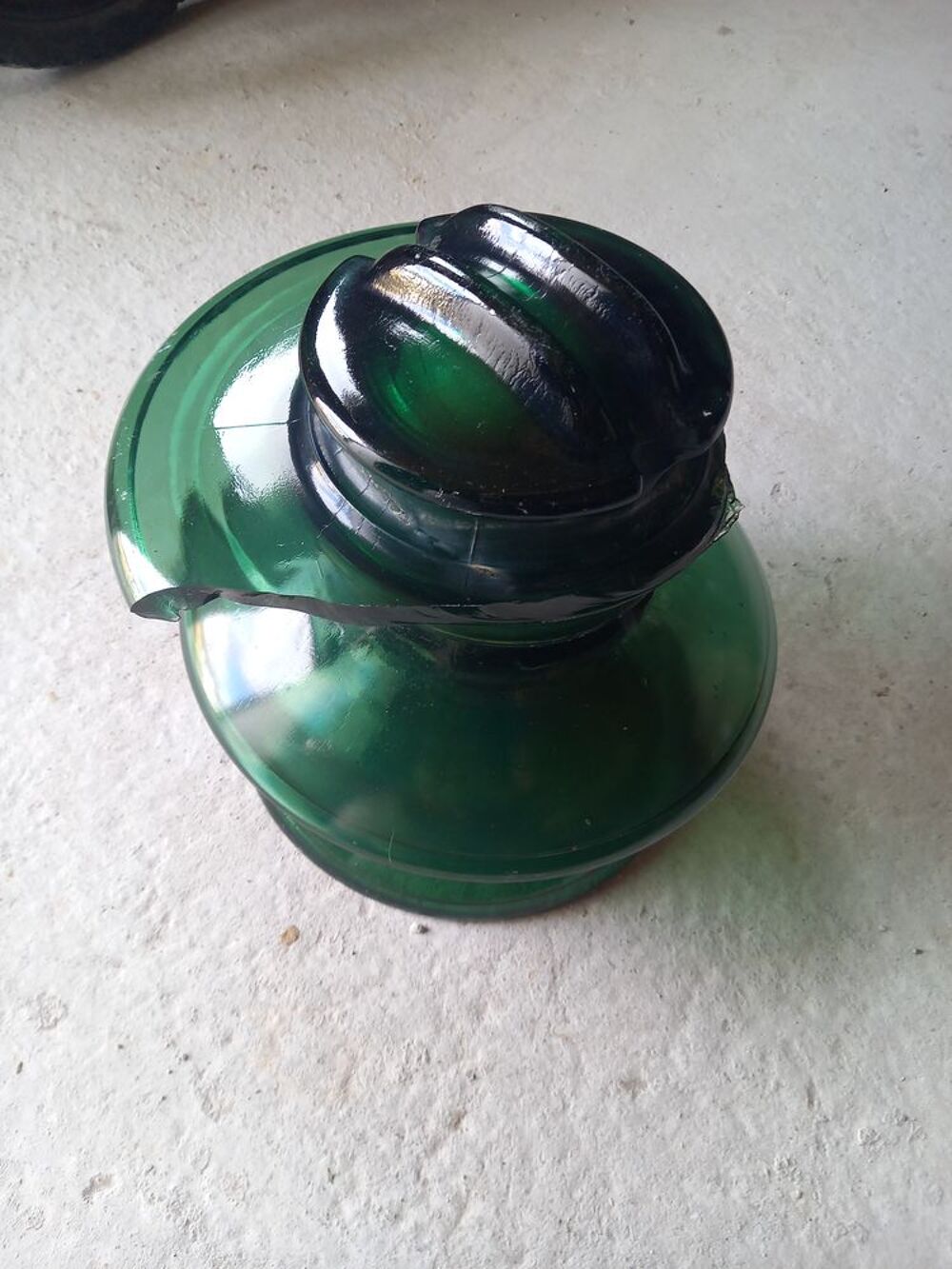 Isolateur ancien en verre vert EDF g&eacute;ant Décoration