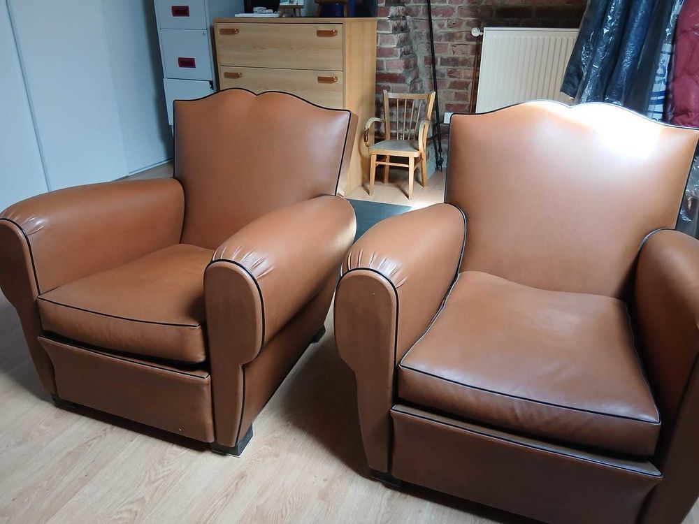 2 Fauteuils Club Vintage marron clair Meubles