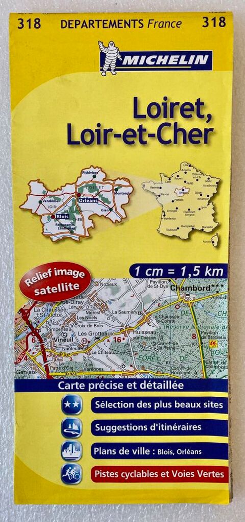 Carte routire dpartements  Loiret - Loir et Cher N 318 Mi 2 Jou-ls-Tours (37)
