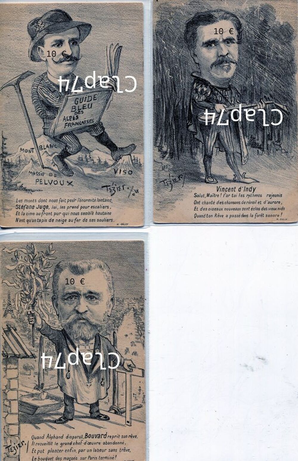 Lot de 7 cartes postales anciennes illustr&eacute;es Teyssier 