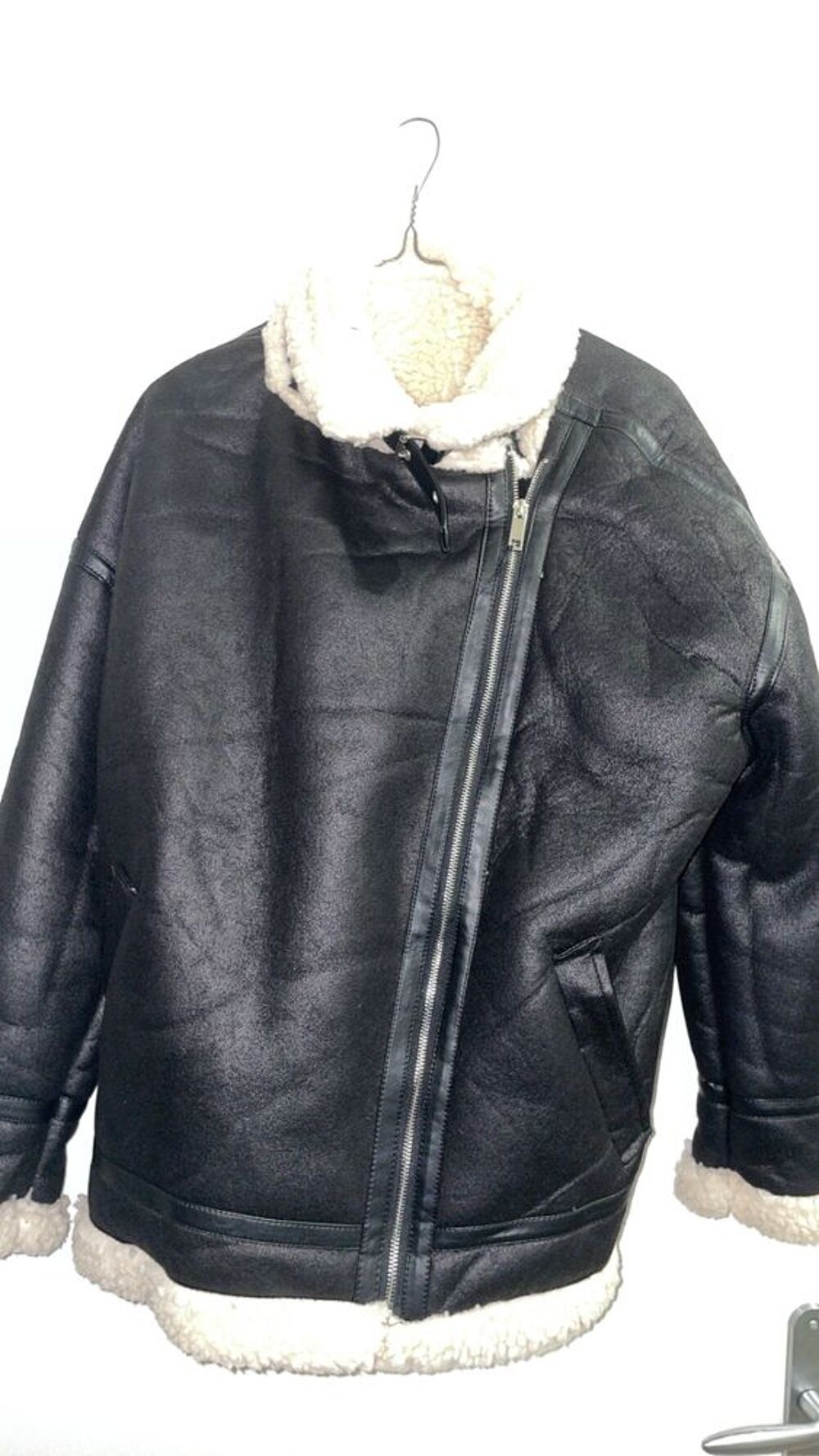 Bomber aviateur noir/beige Vêtements