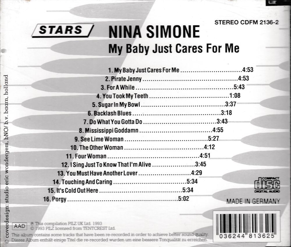 CD Nina Simone My Baby Just Cares For Me (16 Titres) CD et vinyles
