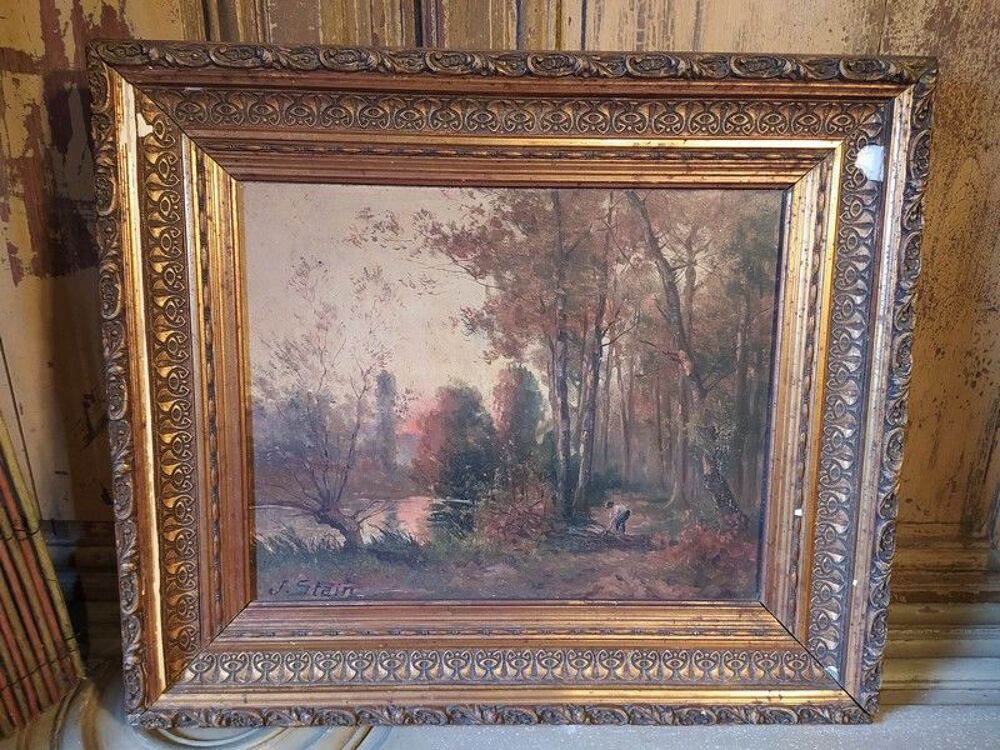 Tableau Paysage Sign&eacute; J. Stain &Eacute;cole de Barbizon XIX&egrave;me . 