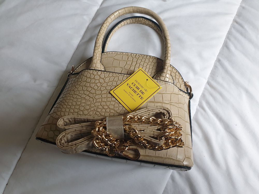 Petit sac &agrave; main beige Maroquinerie