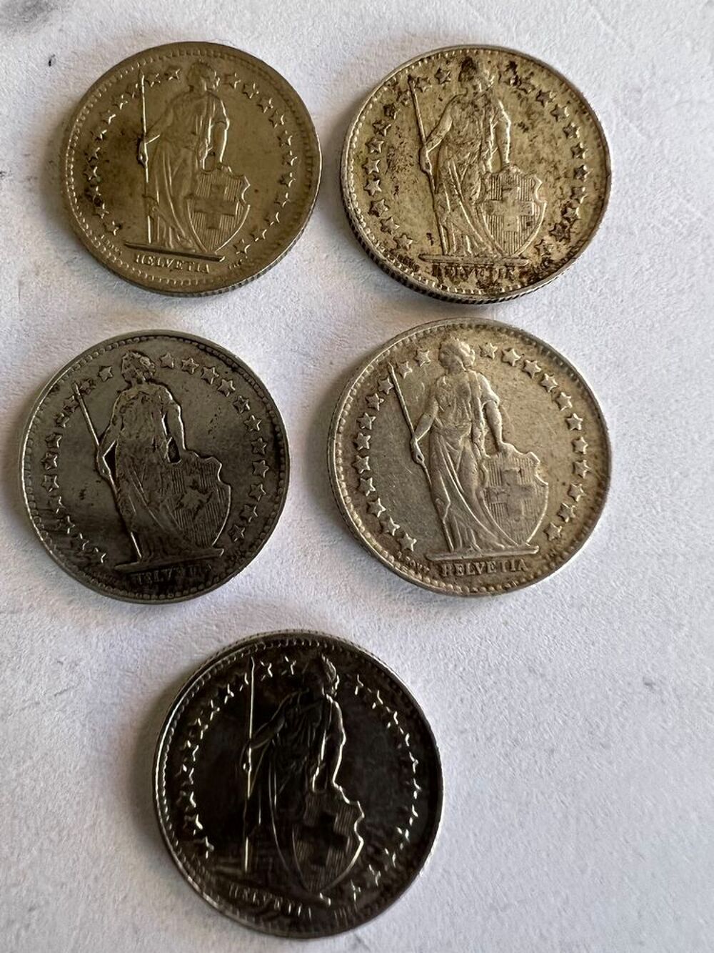 1/2 Franc Suisse Helvetia 1950-(x2 1951)-52-68. 