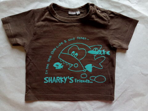T-shirt manches courtes-Marron/motif requin-3 Suisses-81 cm 2 Marseille 5 (13)