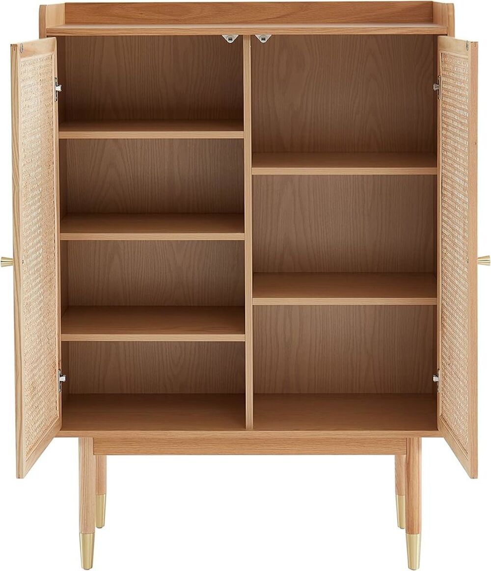 Buffet haut, ch&ecirc;ne et cannage rotin - Marque BAITA Meubles