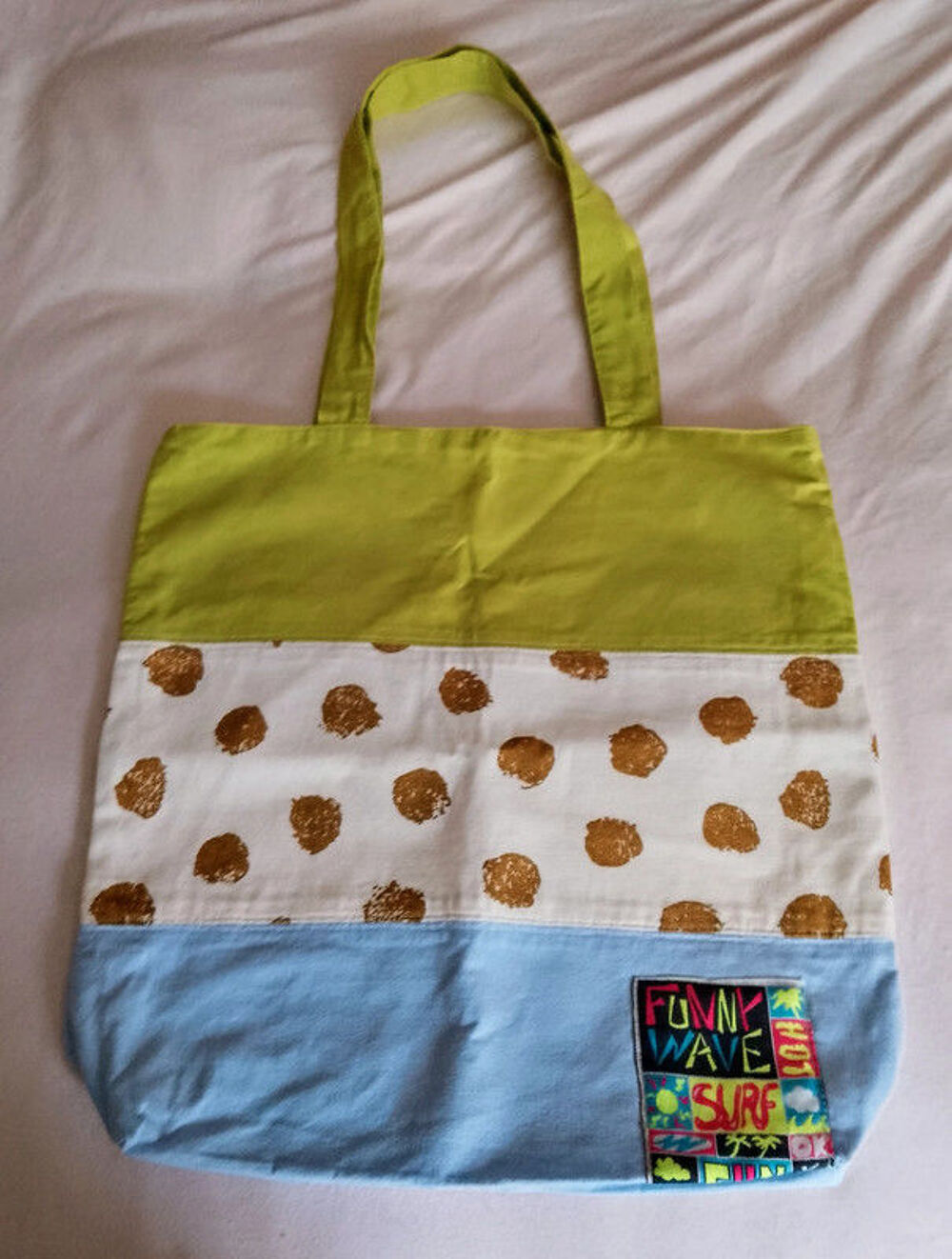 Grand sac en tissu 3 couleurs fait main Maroquinerie