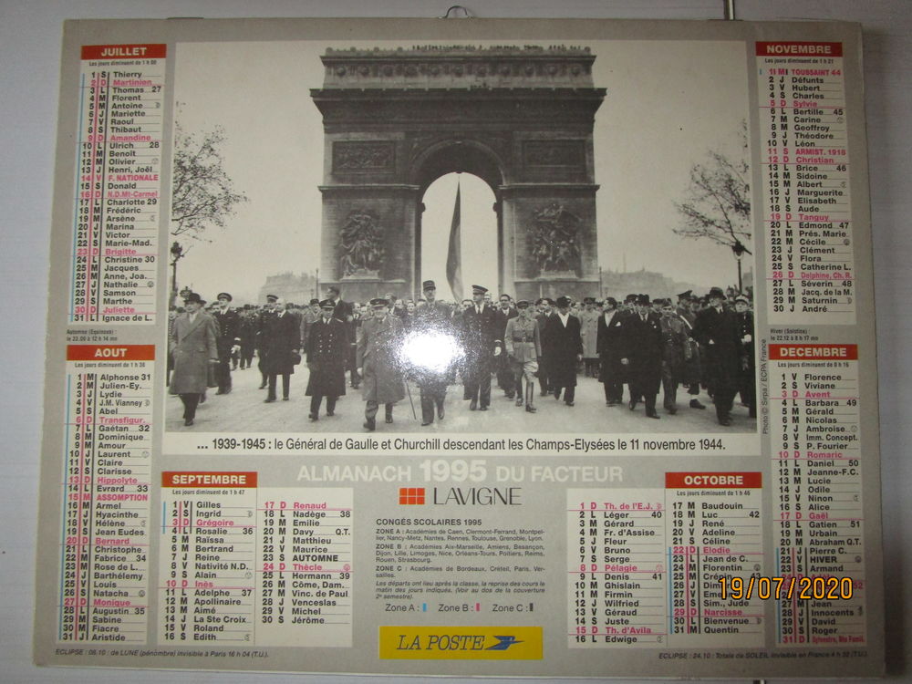 collection de calendriers du facteur la poste PTT 