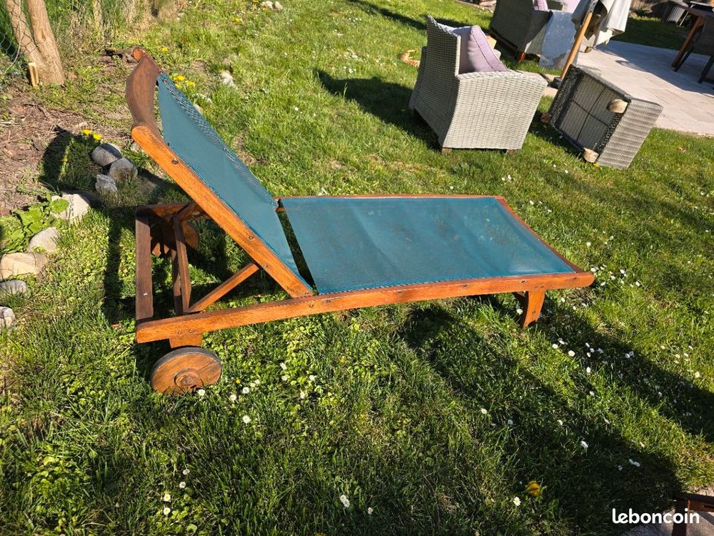 Bain de soleil bois exotique et toile Jardin