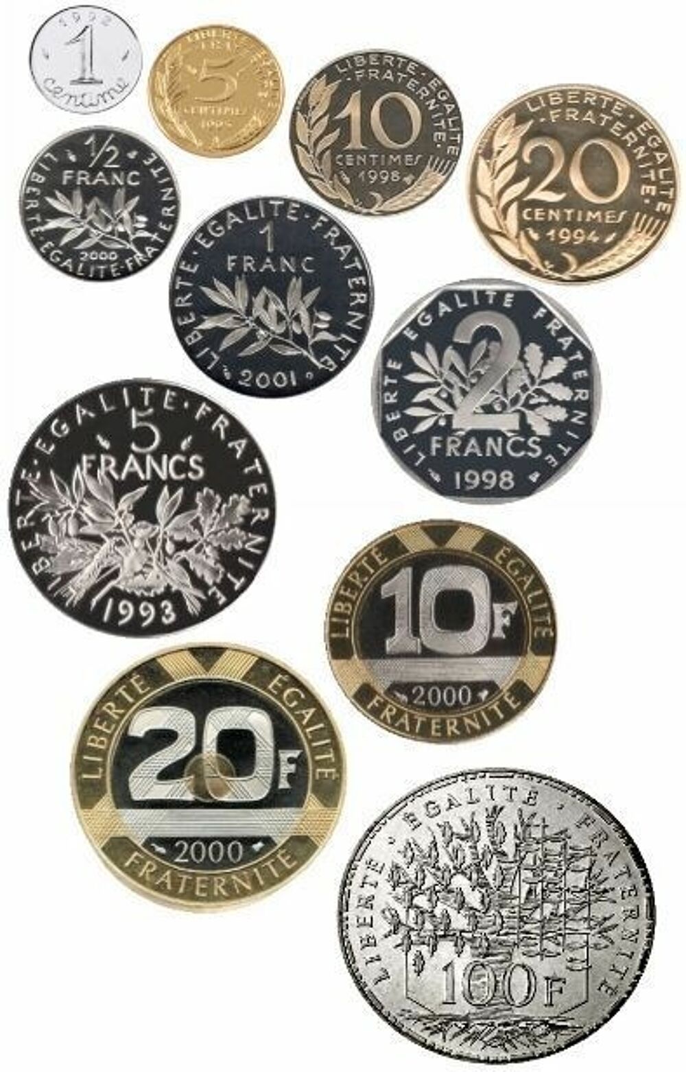 recherche des pi&egrave;ces de Francs 