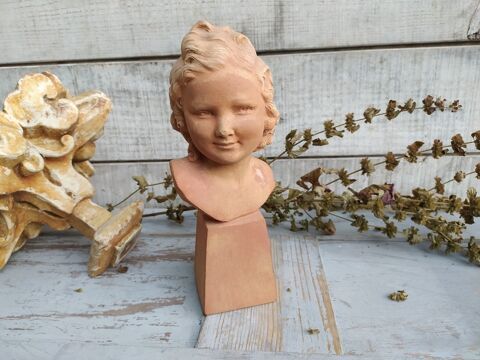 Sculpture Buste Terre Cuite Fillette sculpteur E. Baryer  120 Loches (37)
