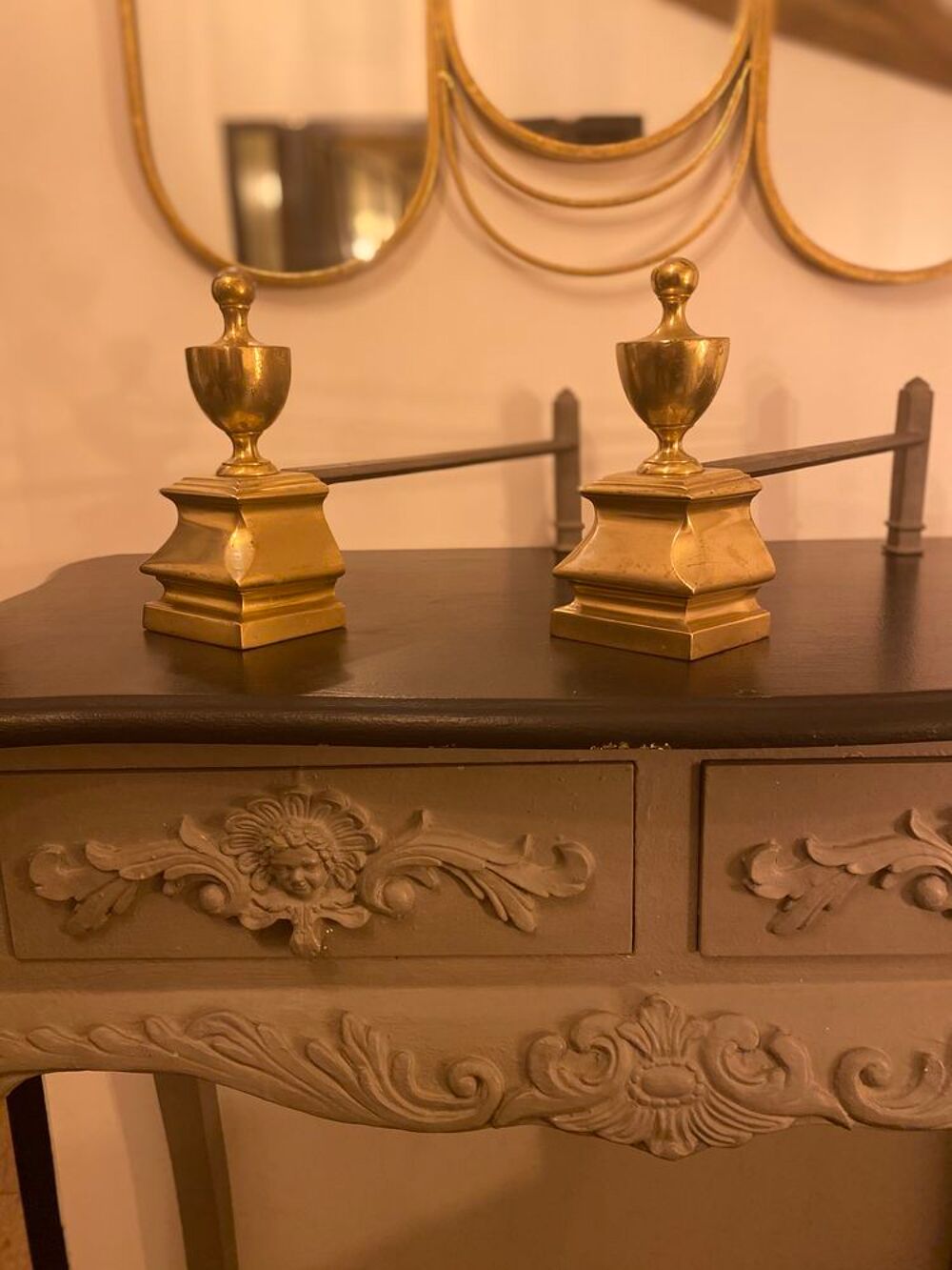 Magnifique paire de chenets de chemin&eacute;e Décoration