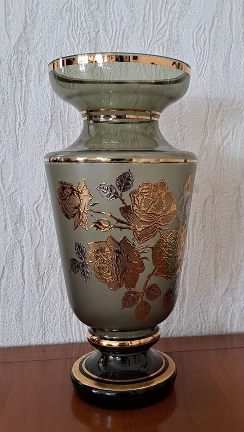 Vase en verre fum dcors or et argent 45 Marignane (13)