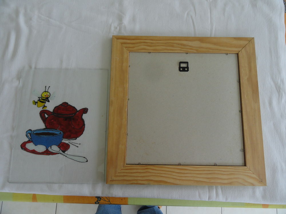 Cadre photo ( fleurs ) + peinture sur verre Décoration