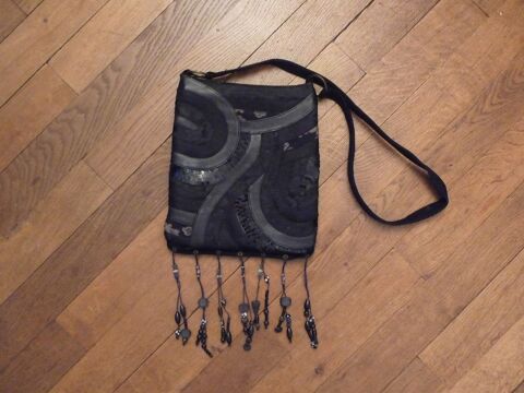 Sac � Main en Cuir et Tissu Noir � Bandouli�re- Ralph Kemp 400 Paris 15 (75)