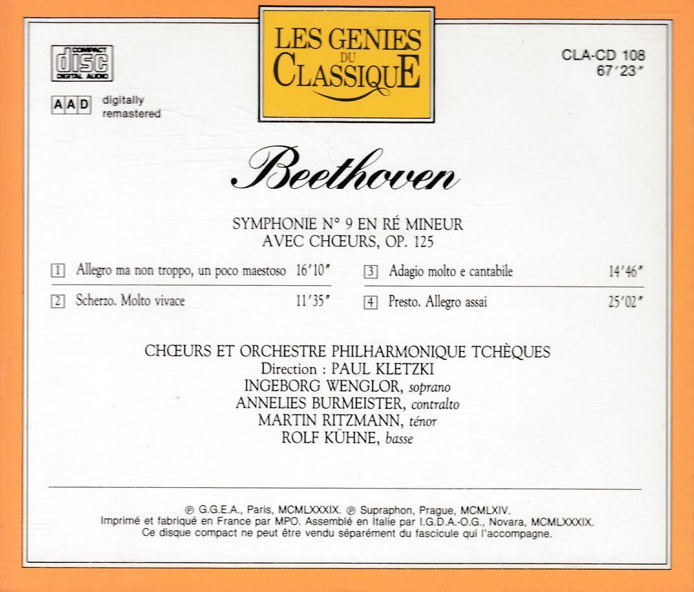 CD Beethoven Symphonie N&deg;9 CD et vinyles