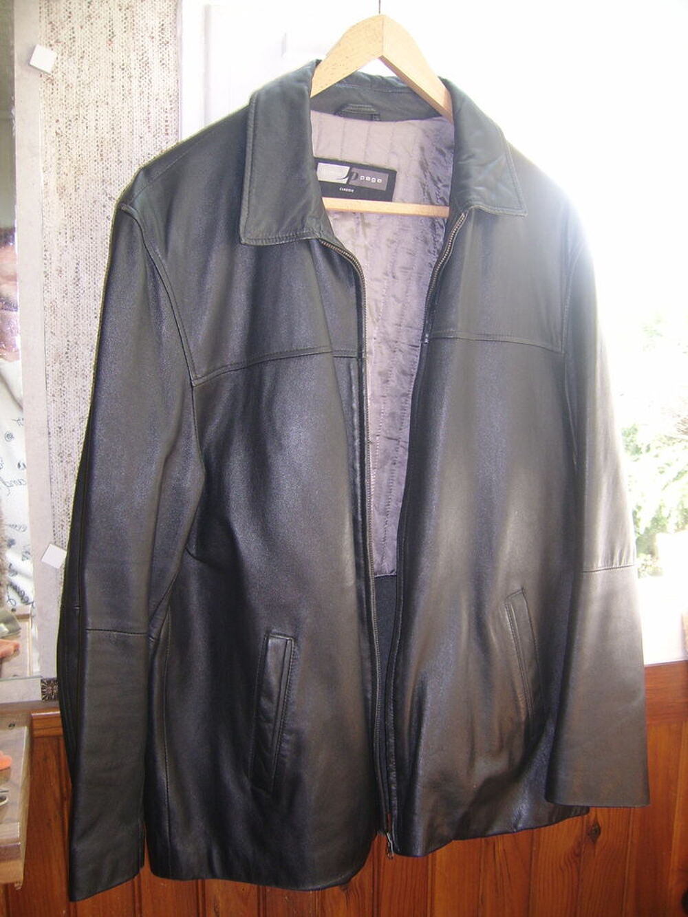 veste en cuir noir classique Vêtements