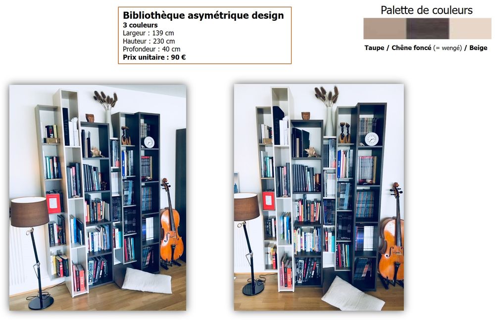 Biblioth&egrave;que contemporaine (taupe/weng&eacute;/beige) Meubles