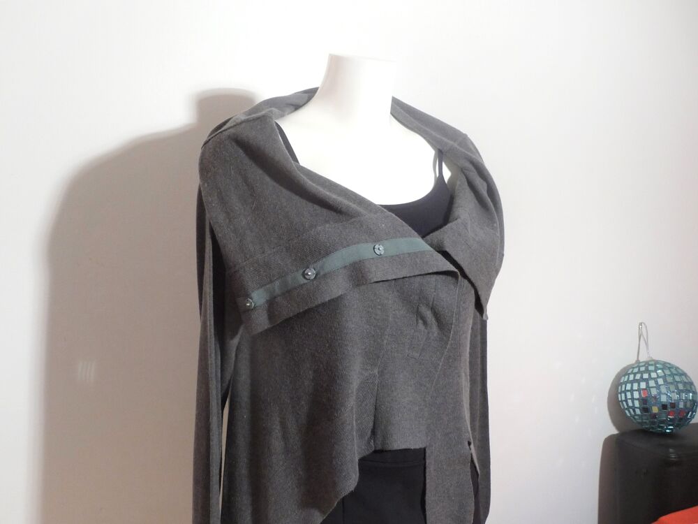 Gilet Gris Anthracite &agrave; Manches Longues- Taille 2 Vêtements