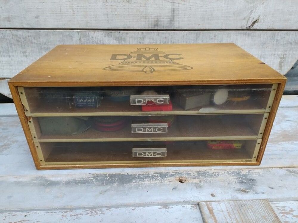 Ancien Meuble Tiroirs Mercerie DMC Couture Broderie Vintage Meubles
