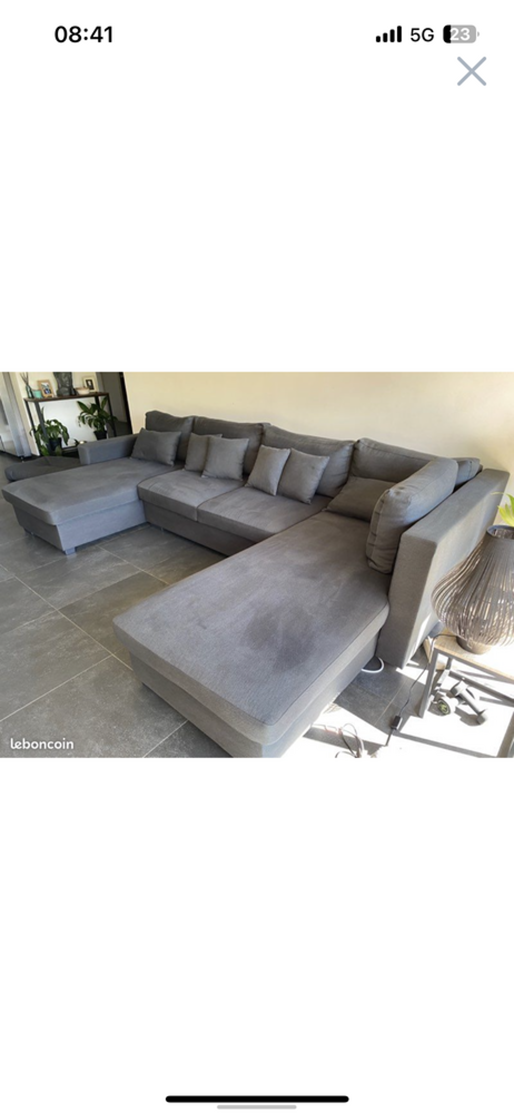 Canap&eacute; panoramique 8/10 places tissu gris anthracite Meubles