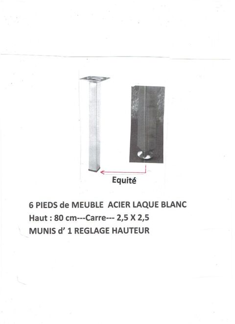 PIEDS 2 TABLE ou 2 PLAN de TRAVAIL - H 80 / carr� 2,5 X 2,5 12 Blanzat (63)