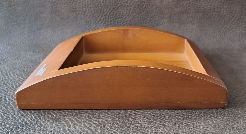 Ramasse monnaie sncf vintage en bois avec rainure 
