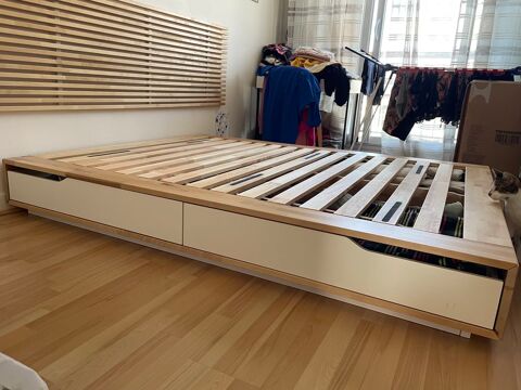 Structure de lit double IKEA Mandal 160x200 et tête de lit 300 Villejuif (94)