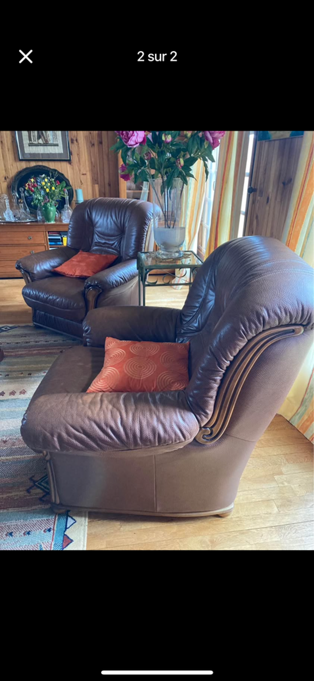 Salon convertible cuir marron Meubles