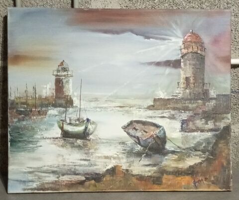 Peinture au couteau - port maritime - 60 x 50 cm 10 Gillonnay (38)