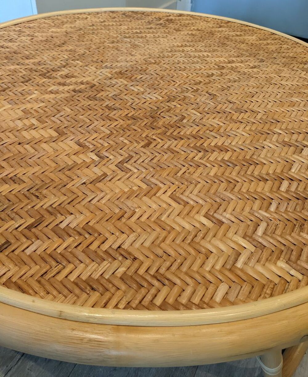 Table basse rotin ronde Tikamoon parfait &eacute;tat Meubles