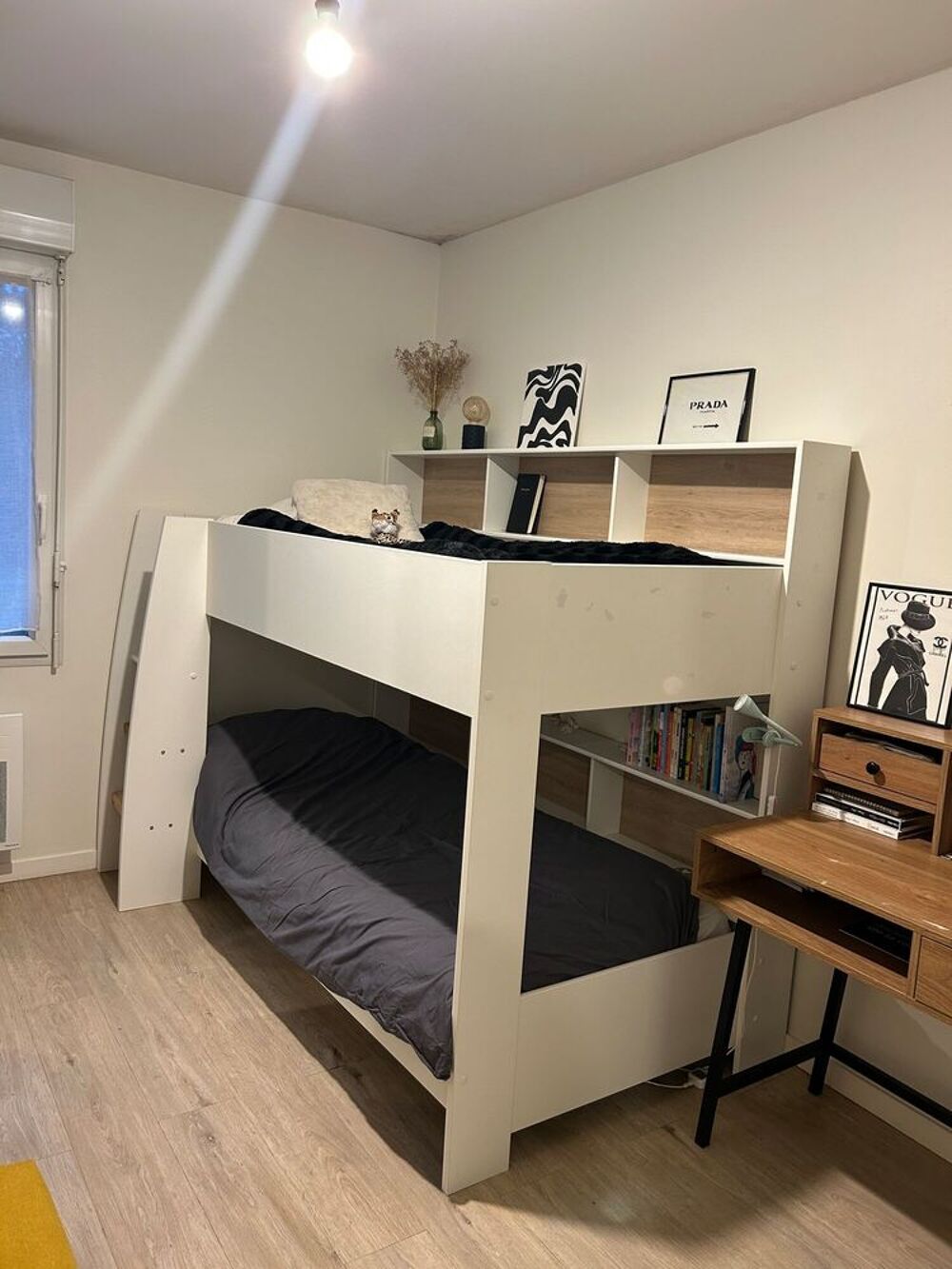 Lit superpos&eacute; blanc Mobilier enfants
