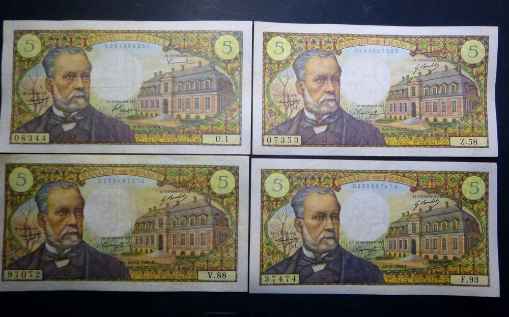  F61 LOT DE 4 BILLETS 5 F PASTEUR NEUFS 