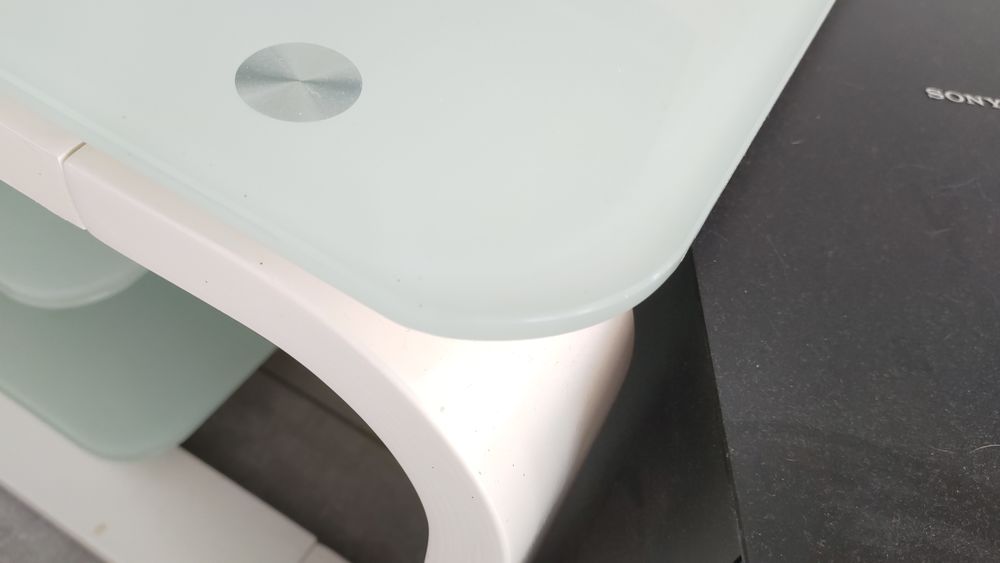 Meuble TV Design Miami Blanc 160 cm - Verre Tremp&eacute; - LED Meubles