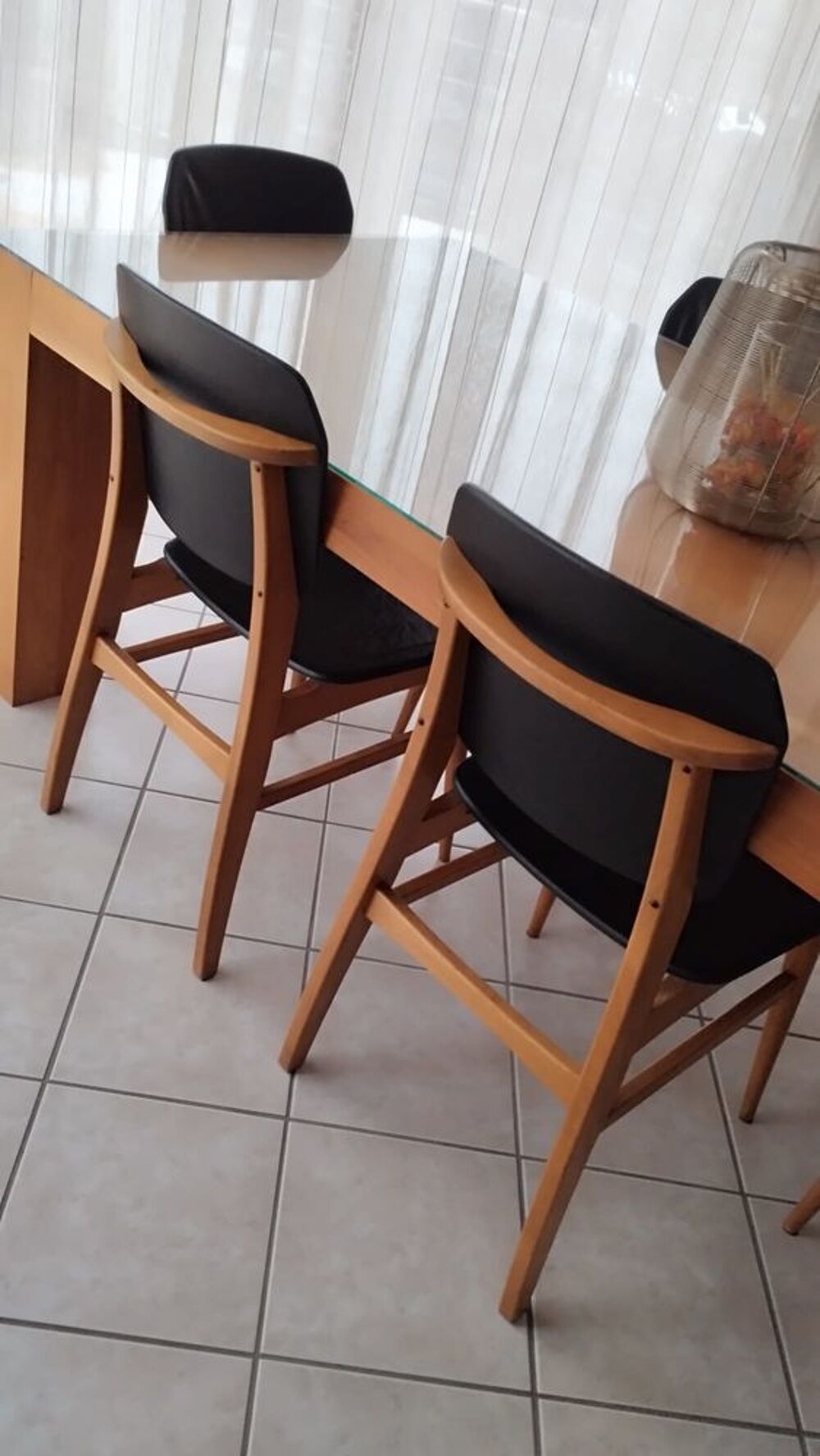 6 Chaises Vintage bois-simili cuir Meubles