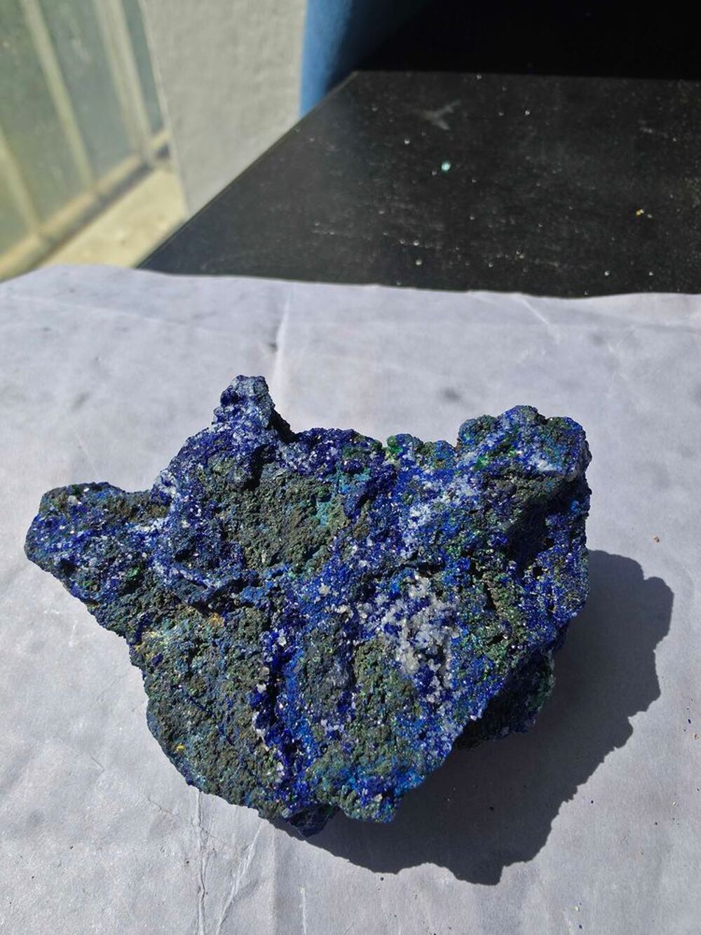 Azurite Bleu Intense, Malachite Fibreuse &amp; Quartz Brut Katanga RDC-131g 
